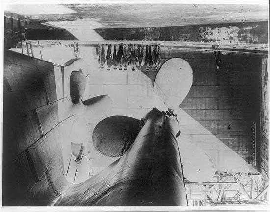 Image of Titanic s rudder before it was launched; the people give a perspective of just how massive the ship really was.