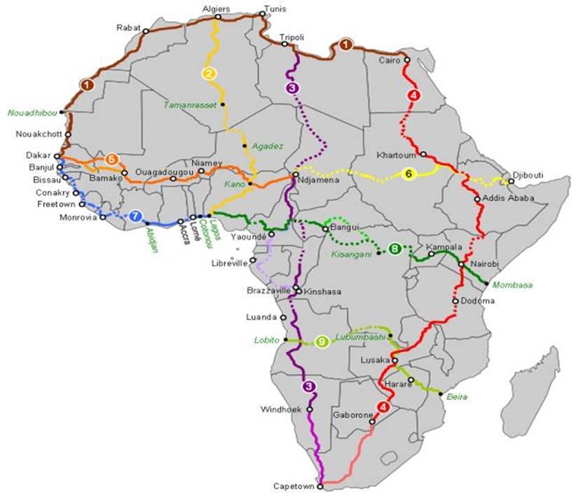 African Highways Connectivity Linked to The Transport African Highways 1 Cairo - Dakar 2 3 Algeria - Lagos Tripoli -