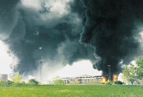 24 Factory Milan Blagojevic in Lucani is extensively damaged. Oil refinery in Novi Sad is hit again. 25 Extensive attack on the industrial area in Nis.