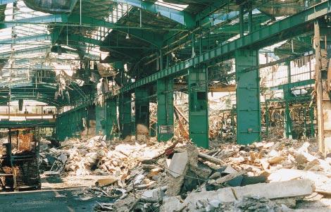 5Principal findings of the BTF Technical Missions and Desk Assessment Group Destroyed factory hall, Kragujevac Photo: BTF of dioxin/furan, and the level of concern for PCB is exceeded by a factor of