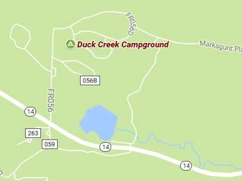 Cedar City Duck Creek Campground Park #886244 The campground is situated in a scenic spruce forest, adjacent to Duck Lake and Creek at an elevation of 8,400 feet.