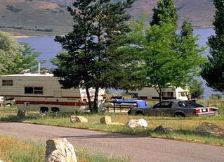 , showers, laundry, play area, boat rentals Hiking, biking, fishing, sightseeing, boating Rate: $16-$20 SR 319 Heber City, UT (435) 649-9540 Jordanelle Reservoir is filled by the Provo River and
