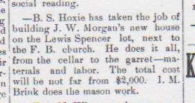 B. S. Hoxie went to Spring Valley Monday, to arrange for building a silo for Mr. H. N. Palmer, of that town.