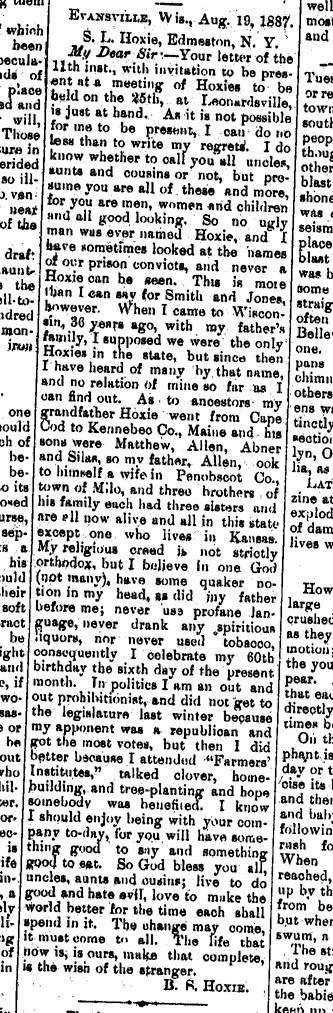 November 4, 1887, Evansville Review