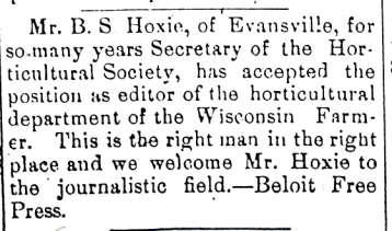 home the coming week. February 23, 1892, Evansville Review B. S.