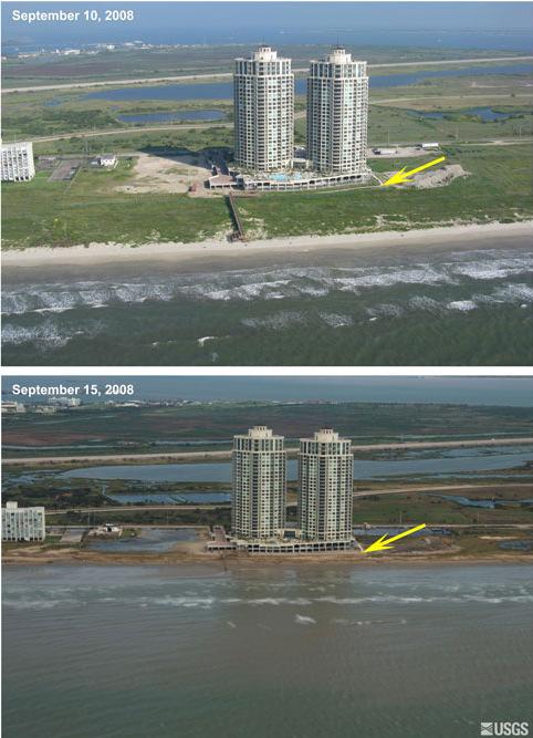 Figure 4 Coastal erosion due to Hurricane Ike (Image source: http://coastal.er.usgs.gov) 5 Seawall Extensions and Improvements 5.