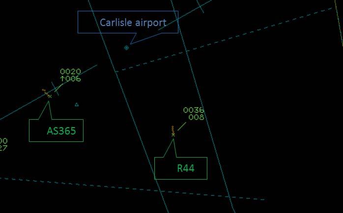 Figure 1 depicts the sites mentioned by the pilots. Carlisle airport is approximately 5nm east-northeast of the city of Carlisle.