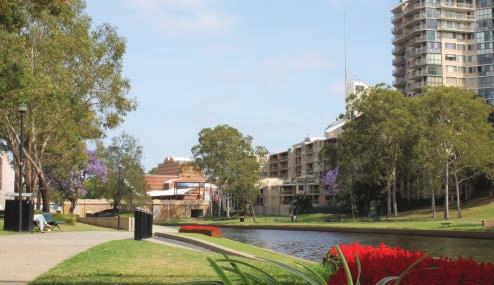 To improve access and amenity to this burgeoning business and residential population, the Parramatta River has become the focal point for enhancing the region s network of open spaces, walkways and