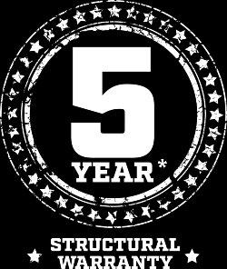 5 Year Structural Warranty Our industry leading structural warranty covers the draw bar and chassis from fatigue for five years from original date of purchase.