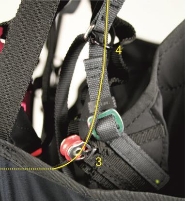Make sure that the leg loops are even. Adjusting the speed bar After you have set up the best seating position, the speed system must be adjusted. The pulleys required are already on the harness.