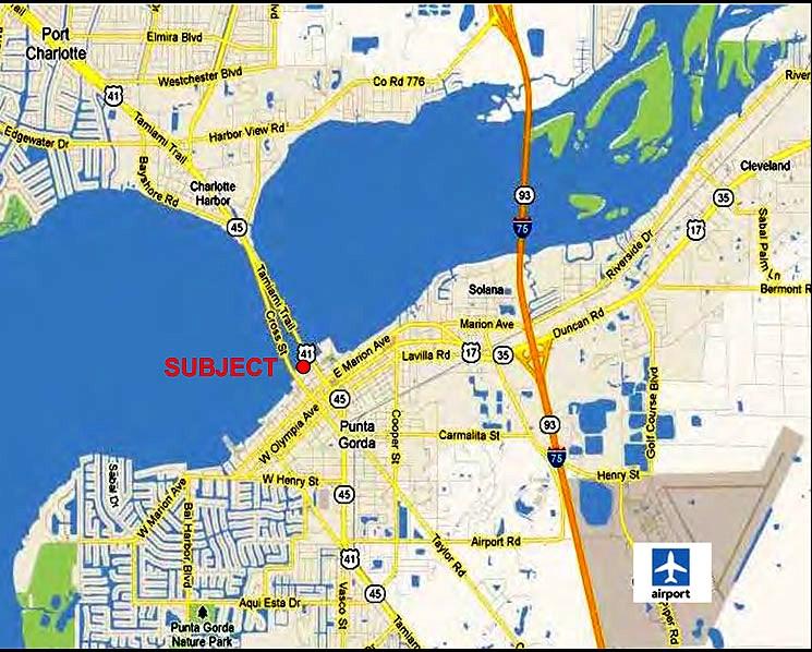Location Map The site is situated in a prime waterfront location, between the north and southbound lanes of U.S.