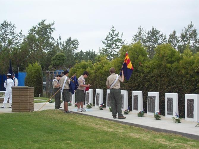 The scouts of Santee worked together with other members of WIATAVA, setting up chairs and canopies for the Memorial Day ceremony, putting