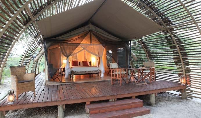 SOLAR-POWERED TENTS, STRATEGICALLY PLACED TO ENSURE GUESTS PRIVACY EXPERIENCE rustic luxury The Lodge