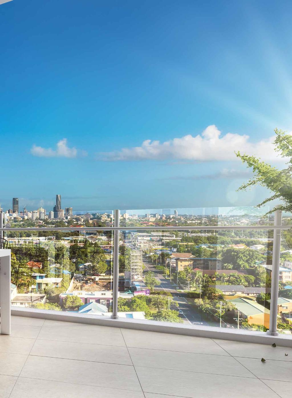 Far horizons and inner peace A broad balcony takes in dramatic views of Brisbane from the city to the mountains and forms an integral part of your living space.