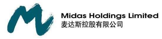 (Singapore Registration No.: 200009758W) NEWS RELEASE MIDAS FY2016 NET PROFIT INCREASES 76.3% TO RMB100.