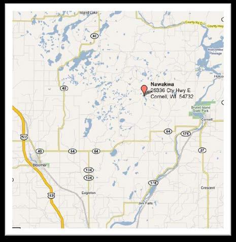 Driving Directions to Camp Nawakwa 25336 Cty Hwy E Cornell, WI 54732 Google Directions: gsnw.gl/campnawakwadirections From the northwest: Follow Hwy 53 (south) to Hwy 8 (east) to Cty Hwy E.
