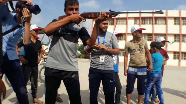 " In addition, as they do every year, campers undergo military training, in ITIC assessment with Hamas instructors (disassembling and reassembling weapons, simulating the abduction of Israelis, rifle