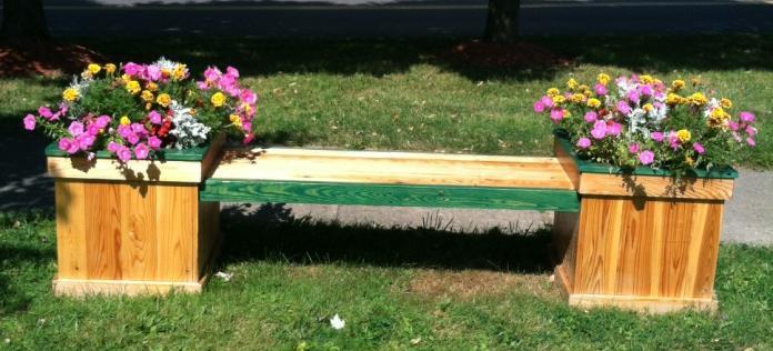 Village of Minoa Community Benches Project Stand alone flower box $100.00 Bench with two flower boxes either end $300.00 Engraved Emblem (Optional) $15.
