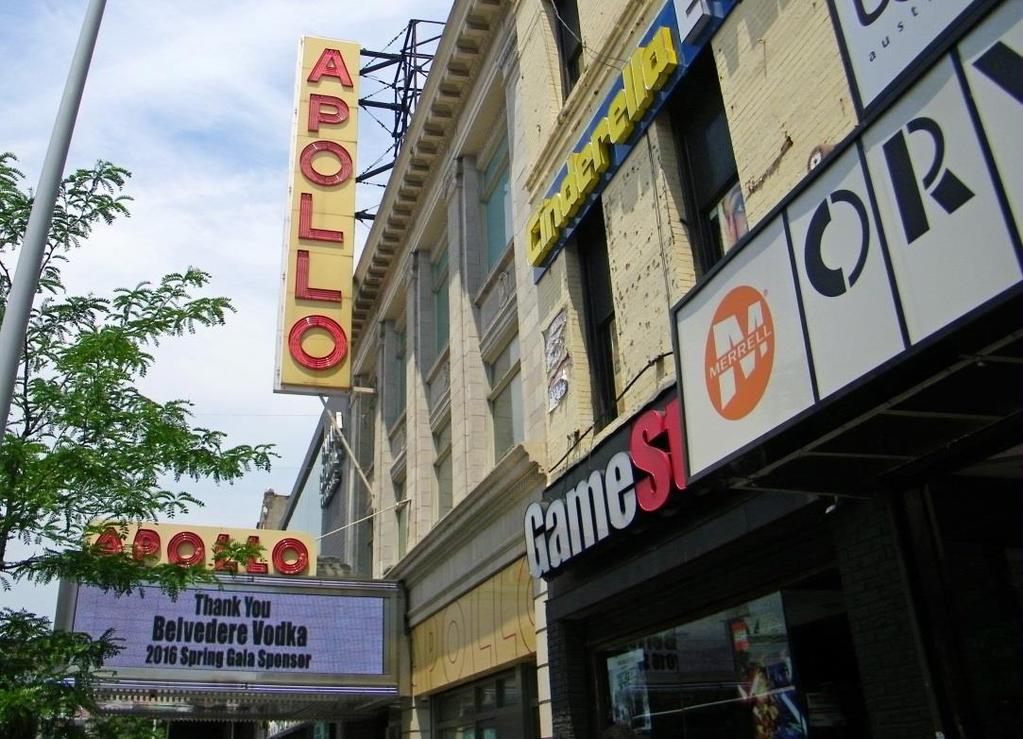 The Apollo Theater is still active, however. Built in 1914, it was renamed the Apollo in the 1930s when the formerly whites-only theater was opened to African-Americans.