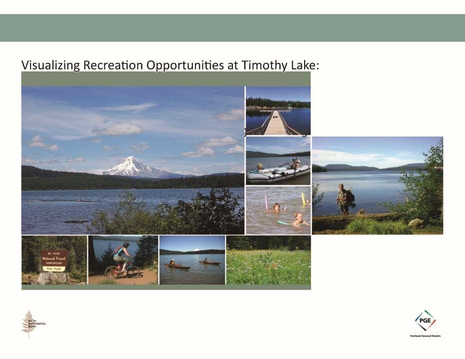 Understanding the caring capacity of the visitor experience Provide facilities to support a high level user experience Address visual quality through recreation ecological restoration