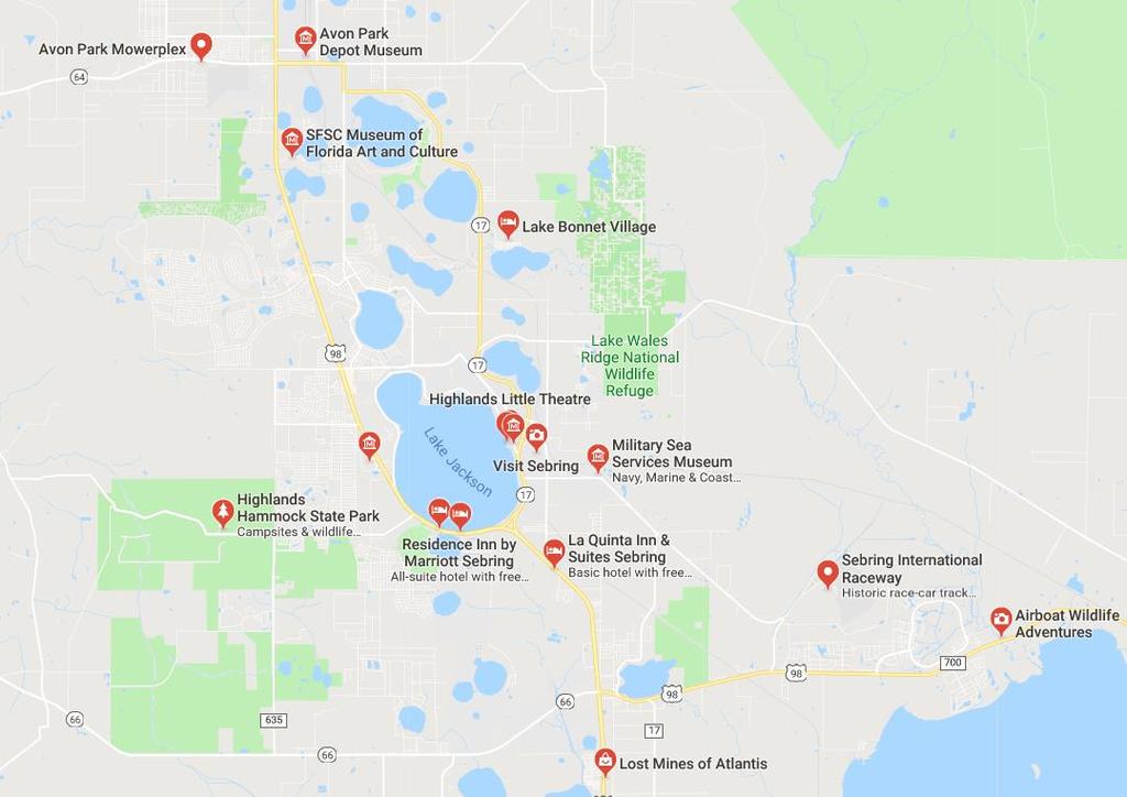 SEBRING Nearby Attractions Attractions within 15 minutes: Sebring International Raceway Highlands Hammock State Park Military Sea