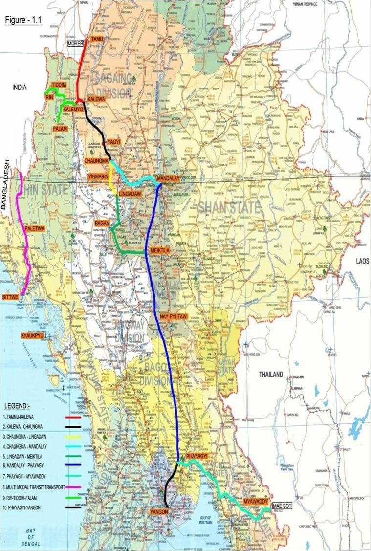 Connectivity Projects in Myanmar Trilateral Highway Kaladan MTTP Rhi-Tedim Road