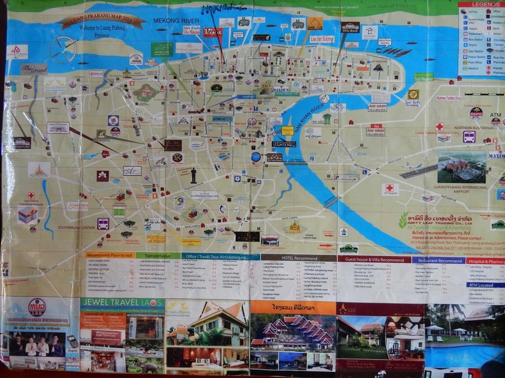Figure 3: Guide map for tourist show all destination in Luang Prabang. 2) The role as the place for activities according to people's culture or daily life in Luang Prabang.