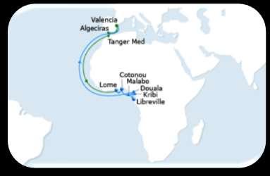 EURAF4: from Valencia, Algeciras, Tanger to Equatorial Guinea, Togo, Benin & Cameroun FLEET: 6 x 3.