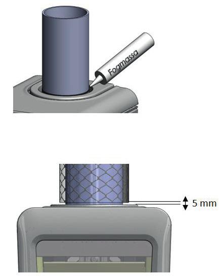 7. If the chimney is to be installed on top, the chimney must be installed now. Connect the start module using sealant.