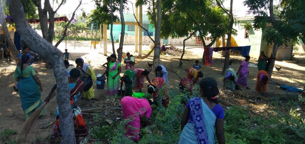 village, Kancheepuram district, Tamil Nadu on 29 th September 2018 to create awareness. Followed by the awareness meeting, totally 60, staff and villagers cleaned the village premises.