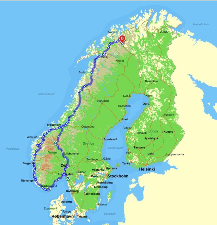 Facts about Norway Long coast line Several climate zones Longest distance on the