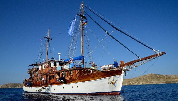Panagiota (Comfort) The Panagiota is an affectionately restored two-masted motor yacht, which is 23 ft. (7 m) wide and 75 ft. (23 m) long.
