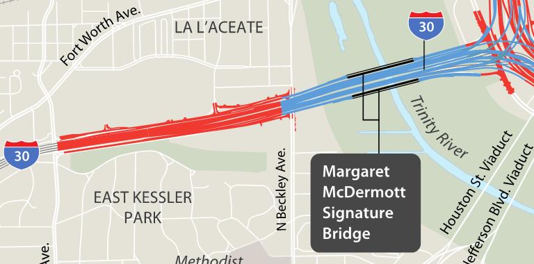 4. Margaret McDermott Bridge Construction Update Hike/Bike facilities along the IH 30 eastbound and westbound frontage roads