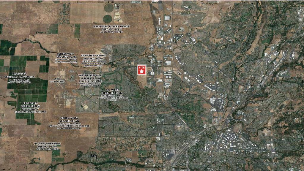 RETAIL AERIAL AERIAL PROPOSED PLACER RACH SPECIFIC PLA ±5,287 TOTAL HOMES 65 FUTURE ROSEVILLE PARKWAY EXTESIO 80 TRADE AREA STATISTICS