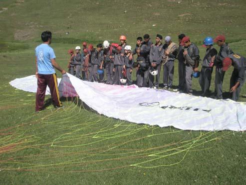 They were also given ground training of handling the gliders which forms a part of Basic Paragliding Course.