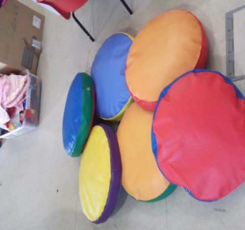 Each block plus content 10 or 25 for all 3 Story Time Cushions Round cushions for children to sit on during story time or group