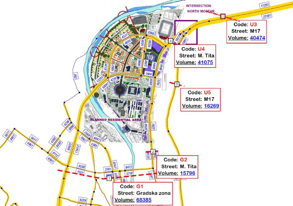 Figure 4 Traffic volume Scenario I with planned residential area