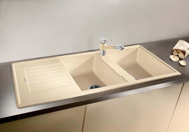 BLANCO ZIA 8 S BLANCO ZIA 8 S SILGRANIT PuraDur Timeless, individual, unique - comfort and quality in an attractive setting Characteristic tap ledge as a frame that enlarges the drainer Spacious