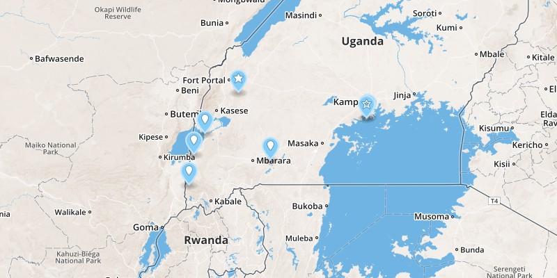 Itinerary map Travel summary Day 1 : Entebbe Airport - Entebbe Day 2 : Entebbe - Lake Mburo N. P Day 3 : Lake Mburo N. P - Bwindi N.P Day 4 : Bwindi N.