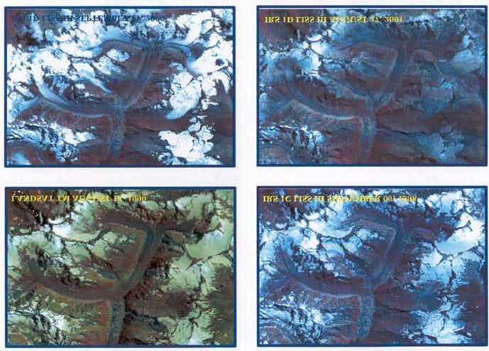 Figure 2. Satellite images showing Parbati glacier in 1990, 1998, 2000 and 2001. 1846 Table 2.