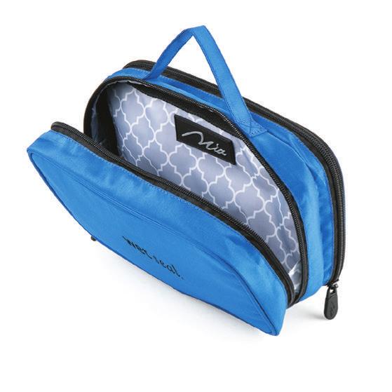 The other compartment features an easy view clear zipper pocket and an individual brush pocket panel with a lap to help