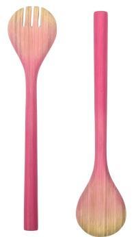 Pink Ombre Bamboo Fork and Spoon Salad