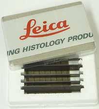 The Leica TC-65 carbide metal disposable blades were specially developed for the requirements in labs where hard, blunt materials are