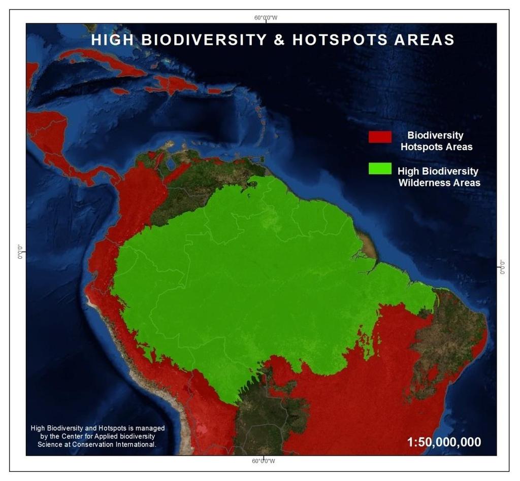 Furthermore, about 61% of the Peruvian territory is registered by The Center for applied Biodiversity science at Conservation International as a High biodiversity wilderness area.