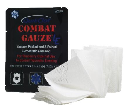 III. Indications for Use/Contraindications QuikClot Combat Gauze LE is indicated for pre-hospital use, to control traumatic exsanguinating hemorrhage in external wounds that are not amenable to