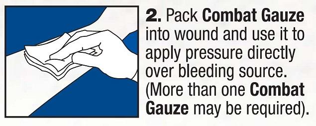 Step 2: Apply the packing into the wound by gently inserting gauze, 1-2 folds at a time, into the wound opening until the wound cavity is filled ensuring that contact