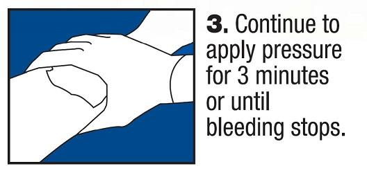 Step 4: Reassess wound for bleeding. If bleeding has stopped, leave gauze in place and wrap with sterile dressing.
