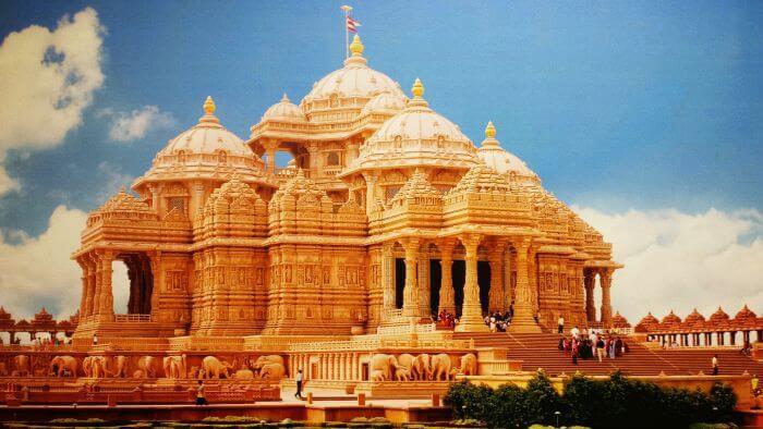 Akshardham Temple While sightseeing in Delhi, a visit is suggested to Swaminarayan Akshardham Temple one of the largest Hindu temples in the world.