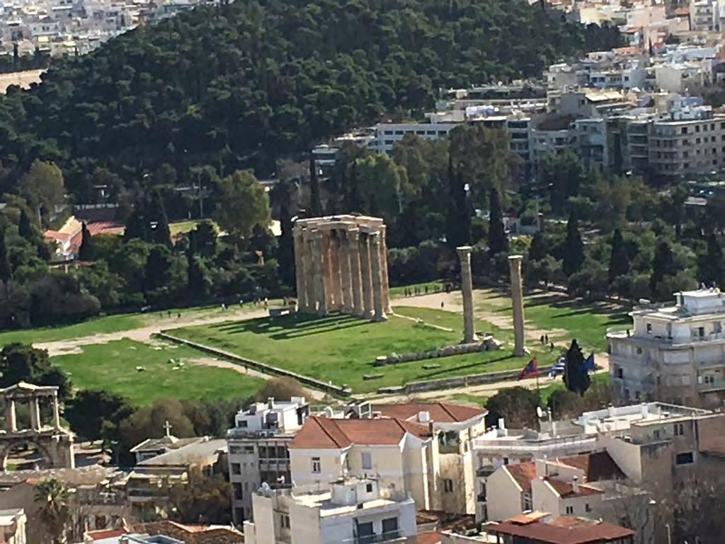 The Temple of Olympion Zeus in downtown Athens as shot from the