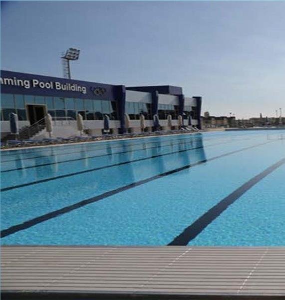The main object of the sports complex is an Olympic-size swimming pool where the race course is 50 meters in length.